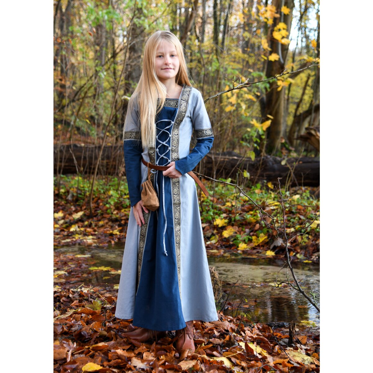 Childrens fantasy medieval dress blue, long sleeve...