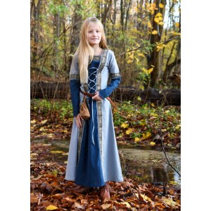 Robe médiévale fantaisie enfant bleue, manches longues "Eleanor"