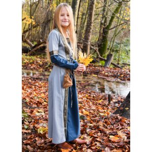 Robe médiévale fantaisie enfant bleue, manches longues "Eleanor"