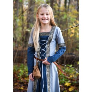 Robe médiévale fantaisie enfant bleue, manches longues "Eleanor"