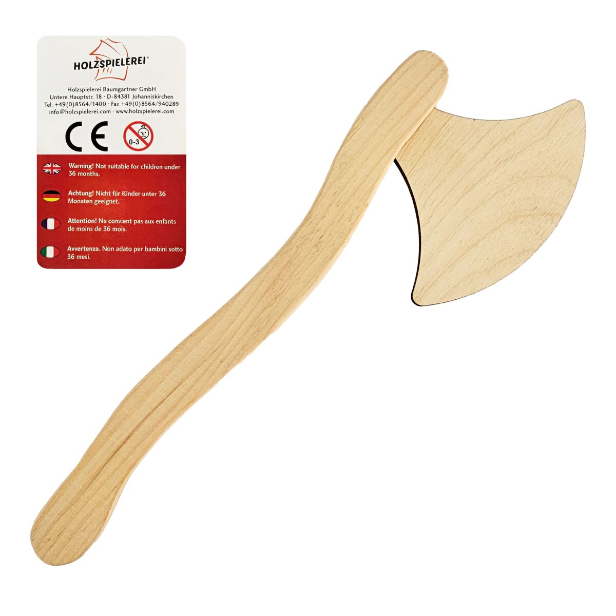 Childrens wooden Viking axe, natural