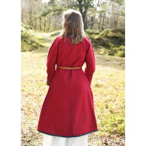 Manteau viking brodé, vin-rouge/pétrole "Ella"