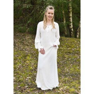 Sous-robe médiévale légère avec effet froissé, blanc