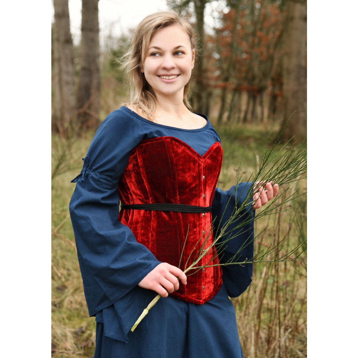 High-quality velvet corsage, full-bust corsage, red