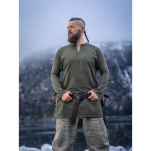 Tunique viking en lin vert olive "Ragnar"