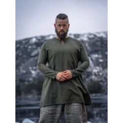 Tunique viking en lin vert olive "Ragnar"