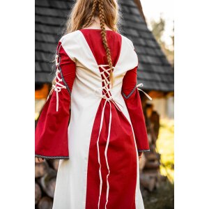 Robe médiévale nature/rouge "Amalia"