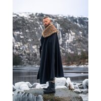 Cape viking avec fausse fourrure noire "Janne"