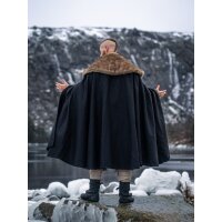 Cape viking avec fausse fourrure noire "Janne"