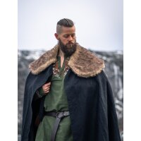 Cape viking avec fausse fourrure noire "Janne"