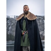 Cape viking avec fausse fourrure noire "Janne"