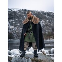 Cape viking avec fausse fourrure noire "Janne"