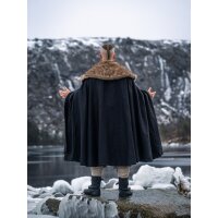 Cape viking avec fausse fourrure noire "Janne"