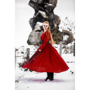 Robe viking 100% lin rouge "Anna"