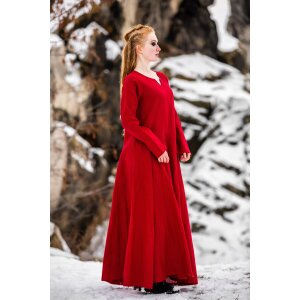 Robe viking 100% lin rouge "Anna"