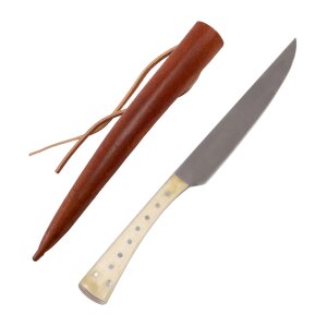Couteau médiéval utilitaire et à manger acier inoxydable 1250 - 1400 manche blanc naturel