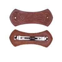 Barrette en cuir en forme de barre avec motif médiéval et clip en métal