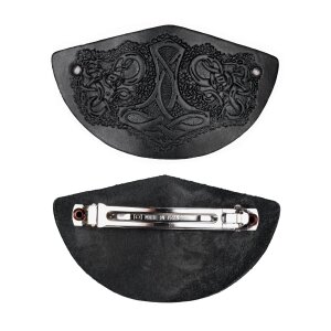 Pince à cheveux en cuir avec empreinte du marteau de Thor & clip en métal