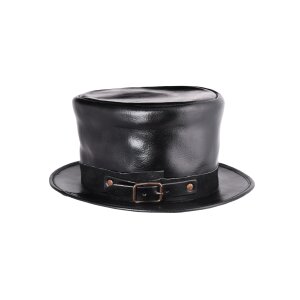 Haut-de-forme en cuir, chapeau en cuir, Noir