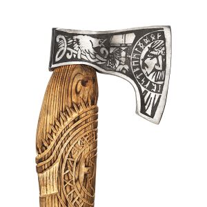 Hache viking Runen avec fourreau en cuir