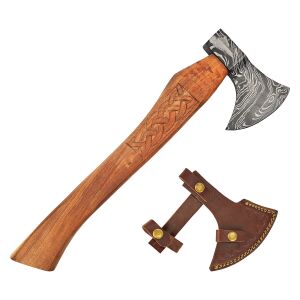Hache viking avec optique damas, fourreau en cuir inclus,...