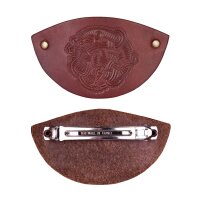 Petite barrette en cuir avec motif viking et clip en métal