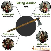 Hache Viking Warrior avec lame forgée à la main en acier au carbone