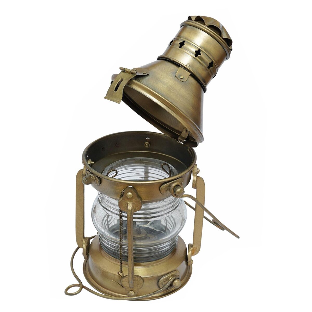 Rustikale Öl-Lampe oder Laterne aus Messing