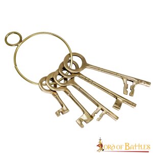 Medieval Dungeon Bunch of 5 Pure Brass Decorative Keys