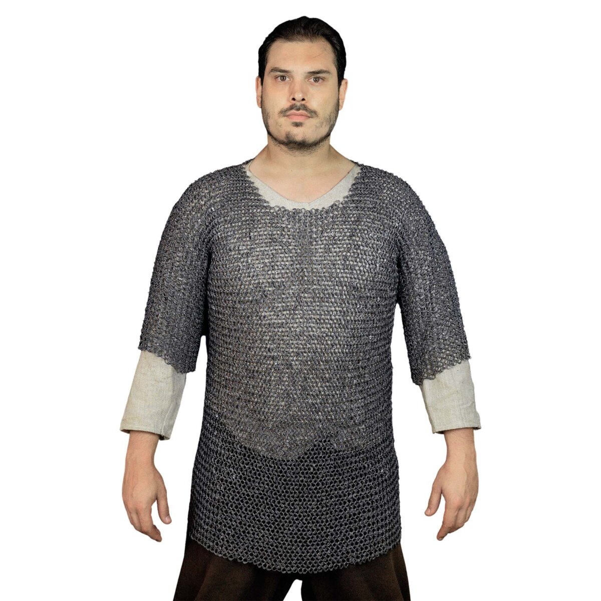Round Ring Chainmail Medieval Half Sleeves Shirt...