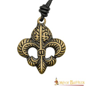 Pendentif Fleur De Lis avec cordon de cuir ajustable...