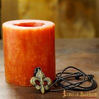 Pendentif Fleur De Lis avec cordon de cuir ajustable Laiton Antique