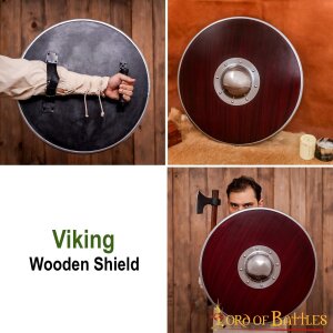 Bouclier rond viking en bois fait à la main