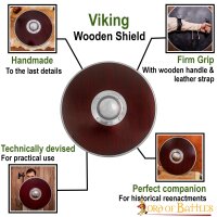 Bouclier rond viking en bois fait à la main