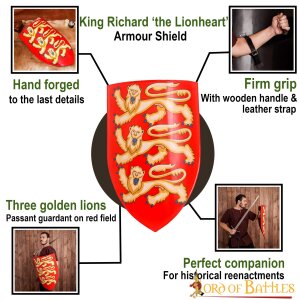 Roi Richard Cœur de Lion Plaque décorative en acier Armoiries royales