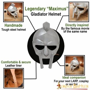 Casque légendaire en acier de gladiateur "Maximus" avec incrustation