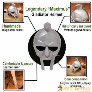 Casque légendaire en acier de gladiateur "Maximus" avec incrustation