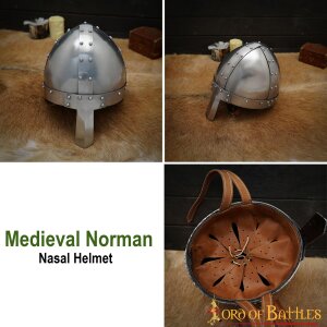 casque médiéval normand en acier à nez avec incrustation de cuir 16 Gauge (1,6 mm)