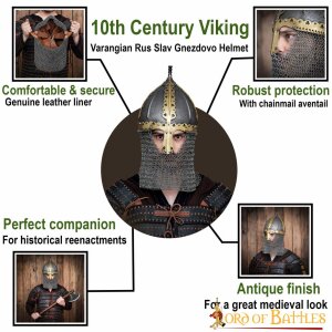 10e siècle Viking Varangian Rus Slav Gnezdovo Casque avec brins de chaîne non rivetés 16 Gauge (1,6 mm)