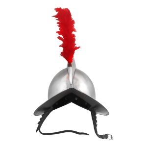 Casque Morion espagnol avec ornement en plumes rouges et...