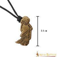 Valkyrie pendentif viking laiton couleur antique avec cordon en cuir ajustable