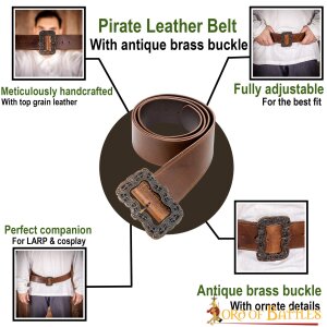 Ceinture large en cuir faite main