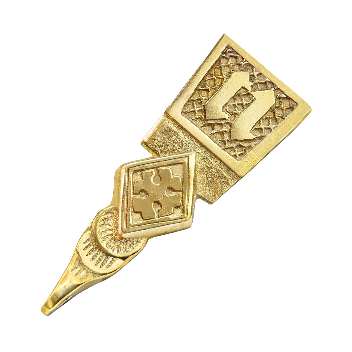 Intricate Medieval Pure Solid Brass Belt End Chape...