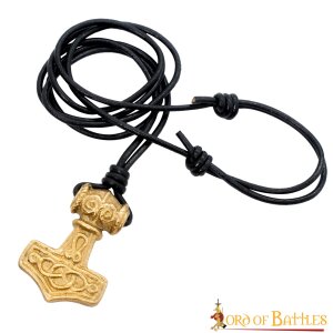 Pendentif marteau Mjolnir en laiton avec bracelet en cuir...