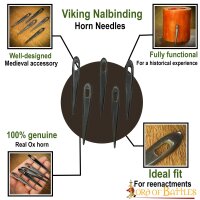 Viking Nalbinding Aiguilles à relier en corne Set de 5 aiguilles