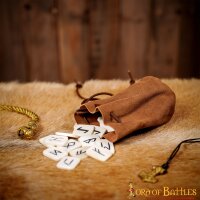 Set de runes en os dans un sac en daim