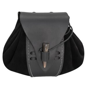 sacoche ceinture médiévale en cuir avec pommeau en corne