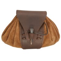 sacoche ceinture médiévale en cuir avec pommeau en corne