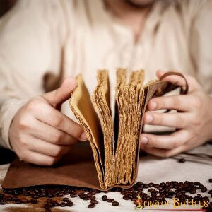 "Fleur" journal en cuir avec papier à la main avec bord à la cuve Marron