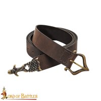 Ceinture médiévale en cuir avec boucle en laiton massif, finition antique